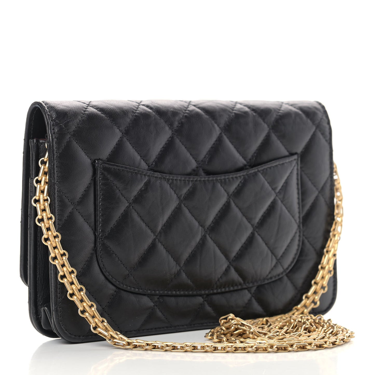 Aged Calfskin Quilted Reissue Wallet On Chain WOC Black