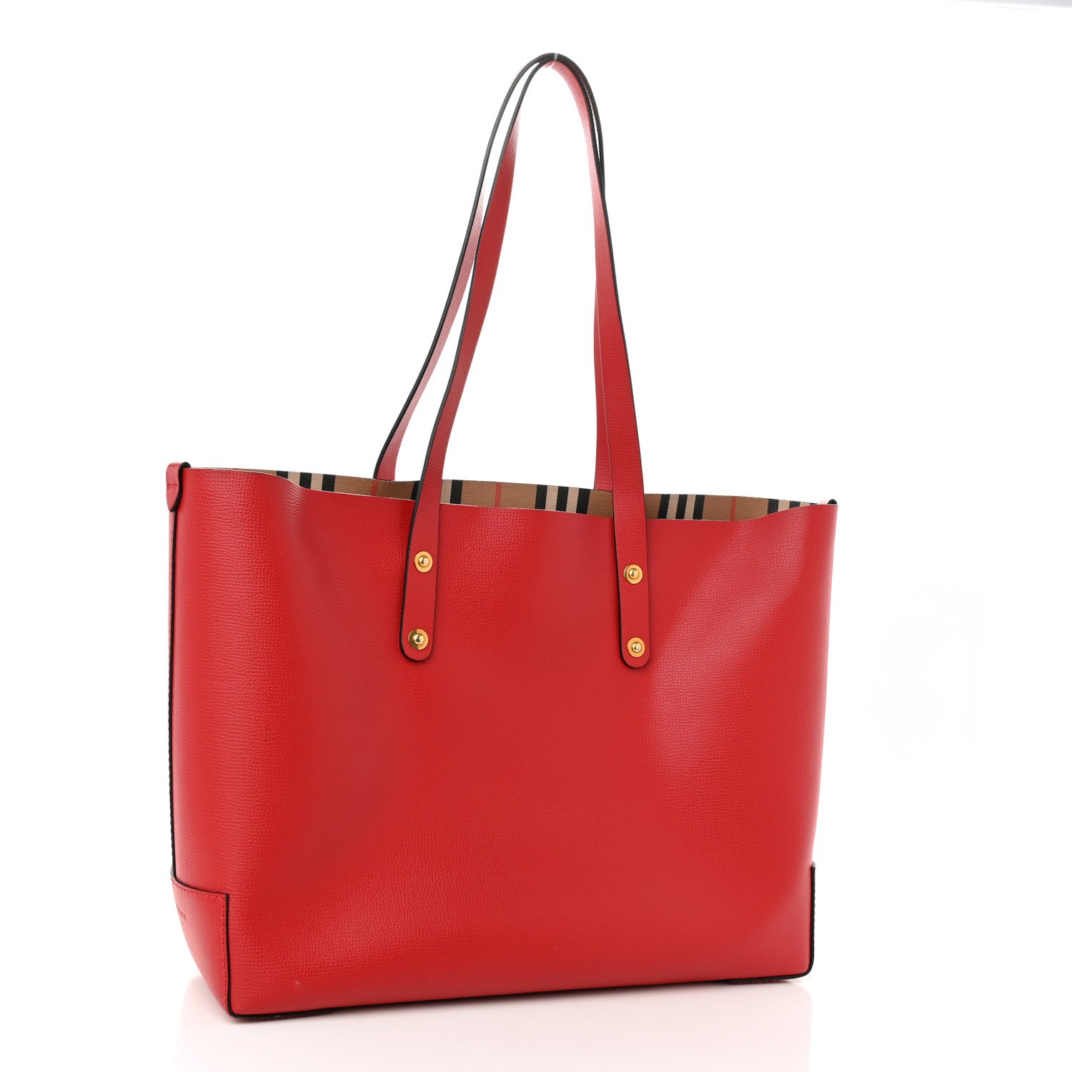 Burberry Haymarket Check Small Reversible Tote Red 4 of 20