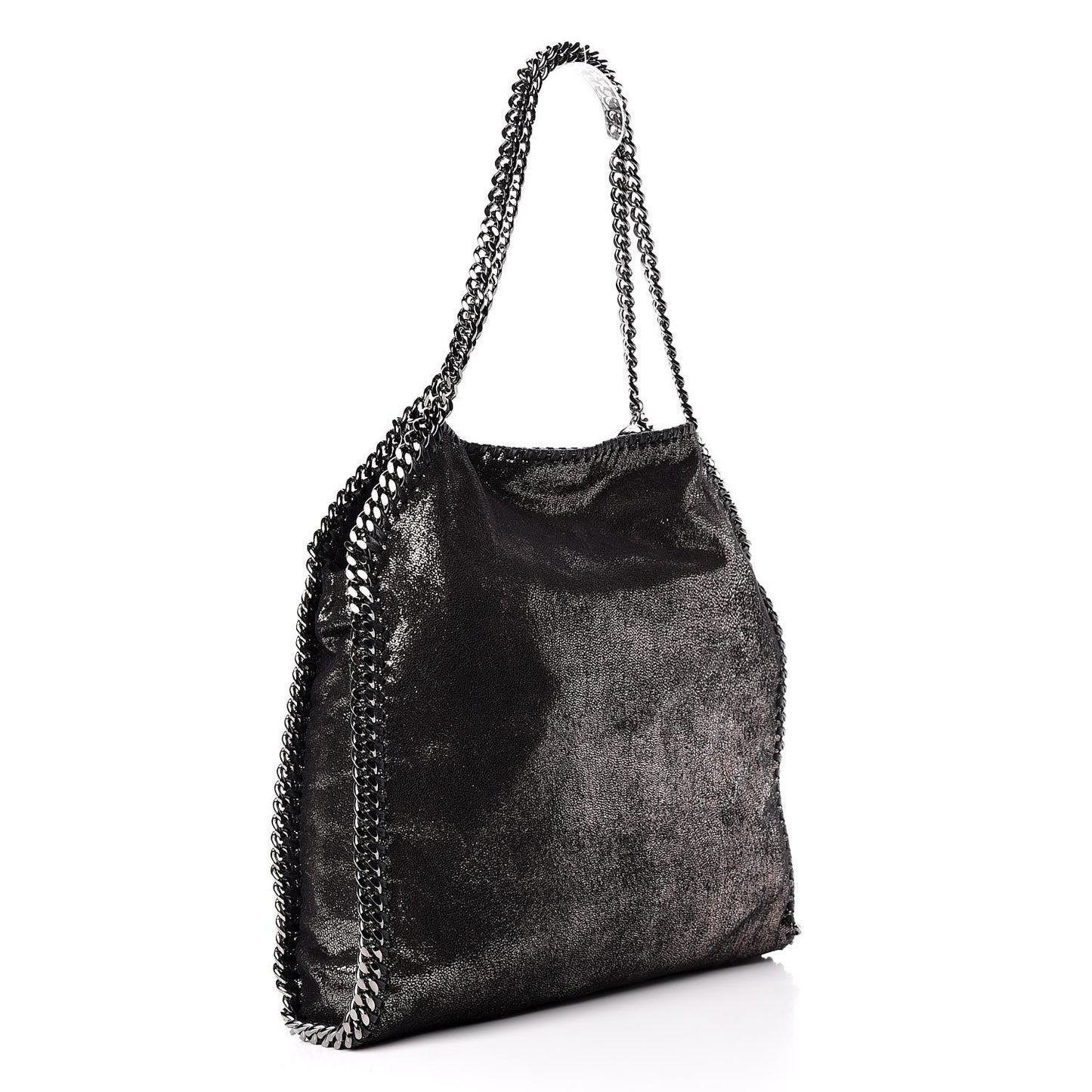 Chamois Shiny Dotted Small Falabella Tote Ruthenium