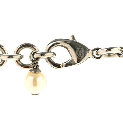 Chanel Graduated Pearl Crystal CC Long Necklace Silver 5 of 6