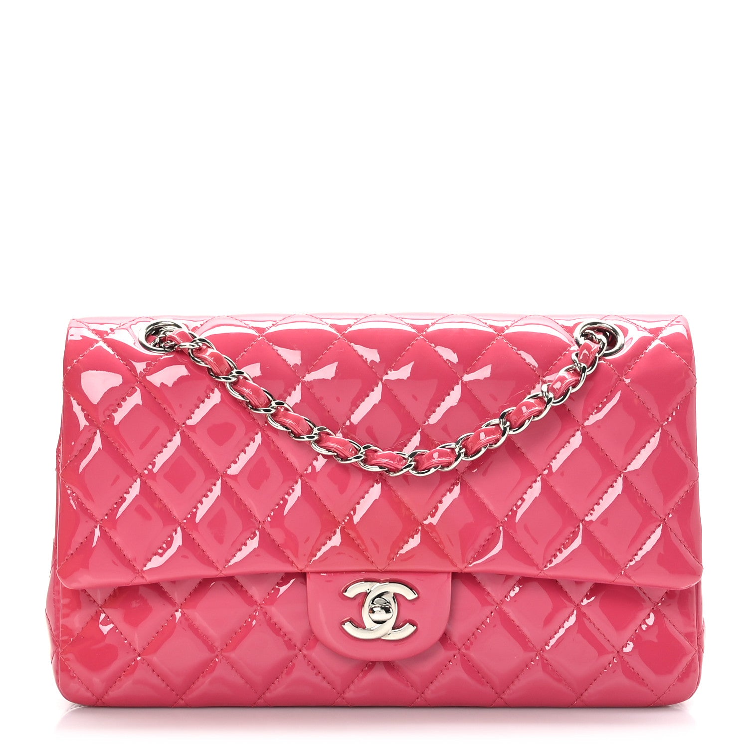 Chanel Patent Quilted Medium Double Flap Pink 1 of 10