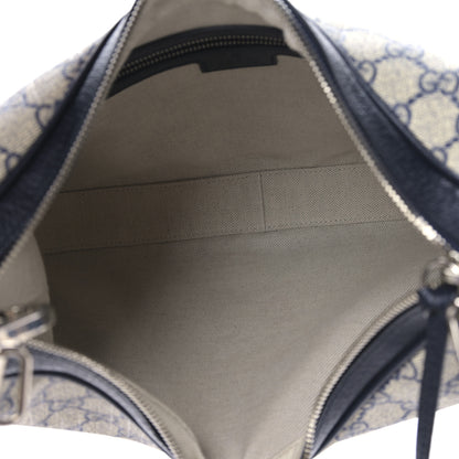 Gucci GG Supreme Monogram Textured Calfskin Web Large Attache Shoulder Bag Beige Blue 5 of 8