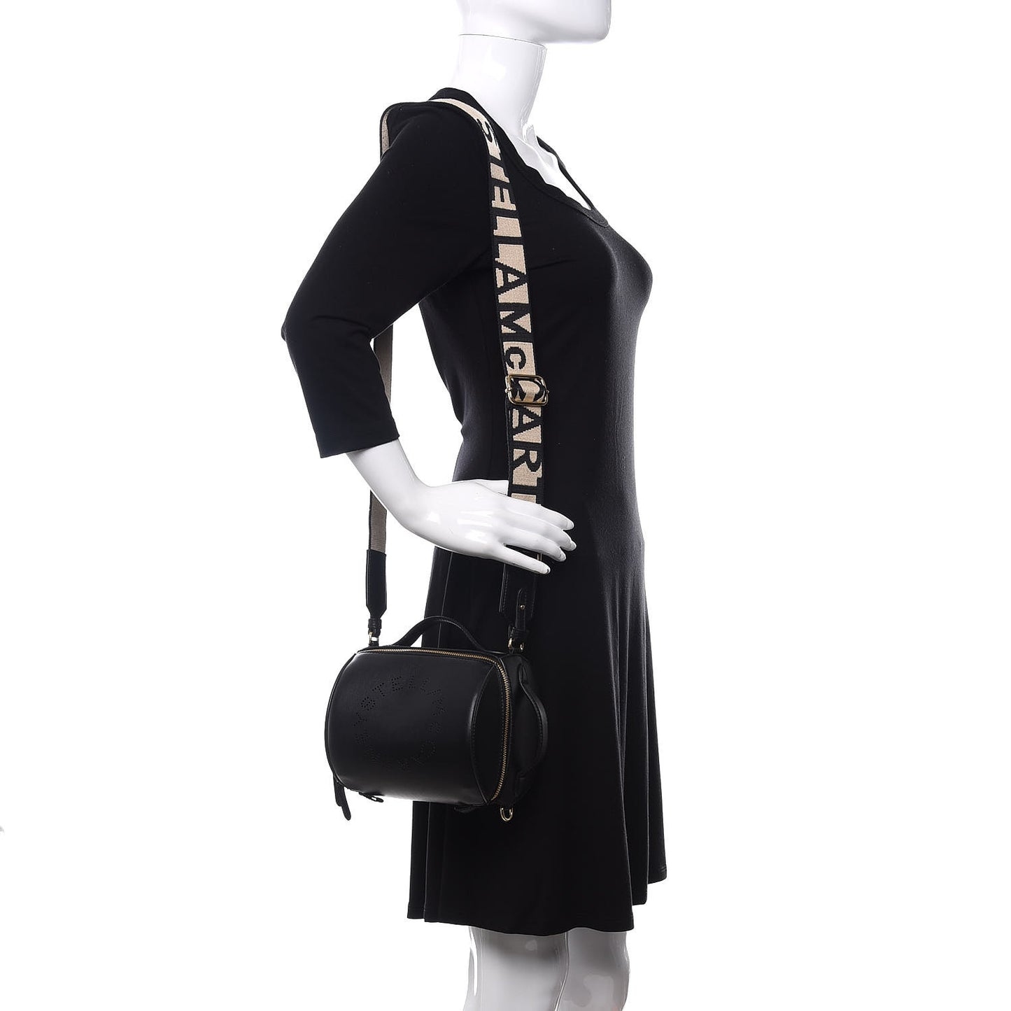Eco Alter Nappa Perforated Logo Shoulder Bag Black