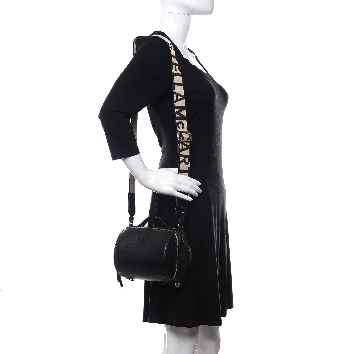 Stella McCartney Eco Alter Nappa Perforated Logo Shoulder Bag Black 2 of 9