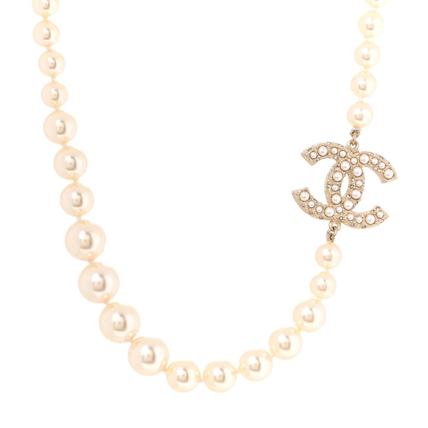 Pearl CC 100th Anniversary Necklace Light Gold