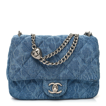 Chanel Denim Quilted Camellia Sweetheart Mini Flap Blue 1 of 10