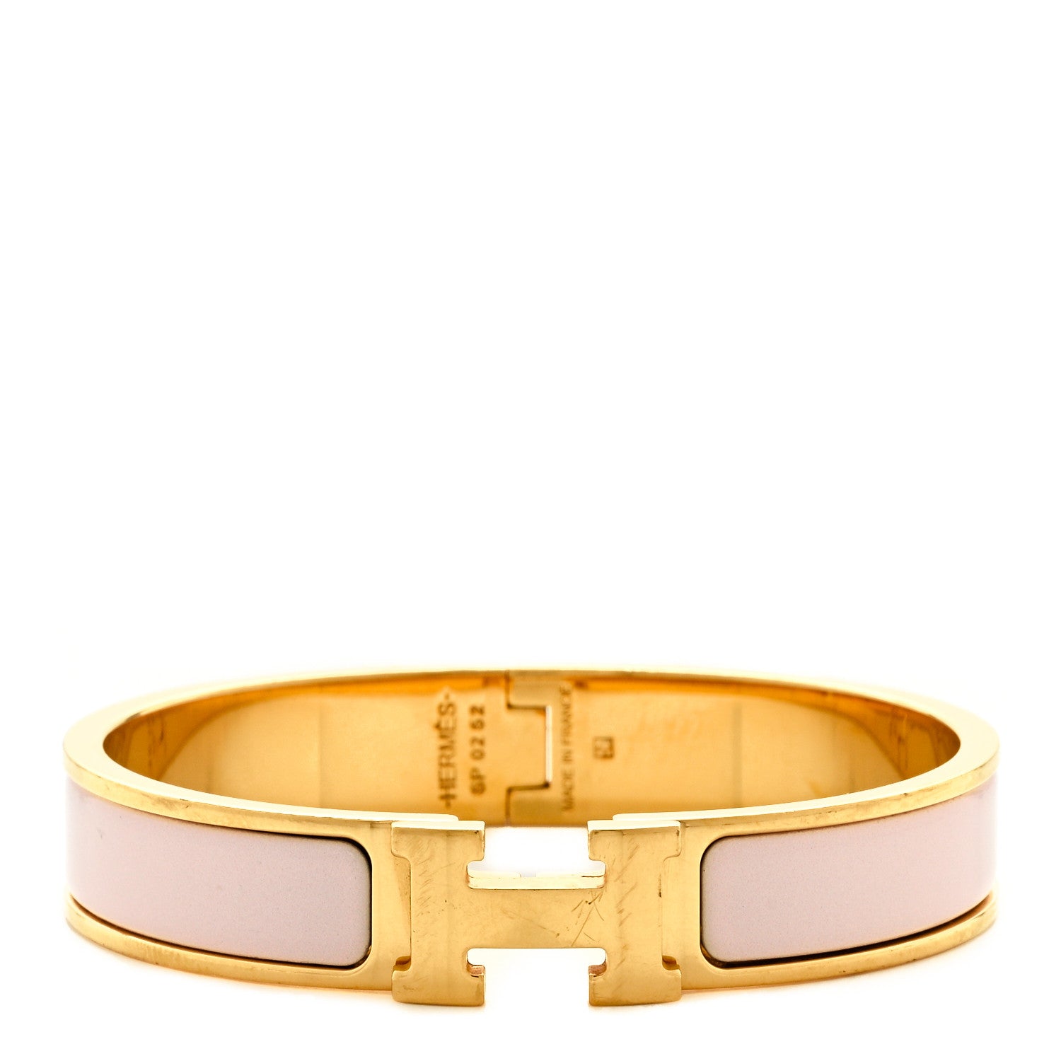 Hermes Enamel Narrow Clic Clac H Bracelet GM Rose Candeur 1 of 6