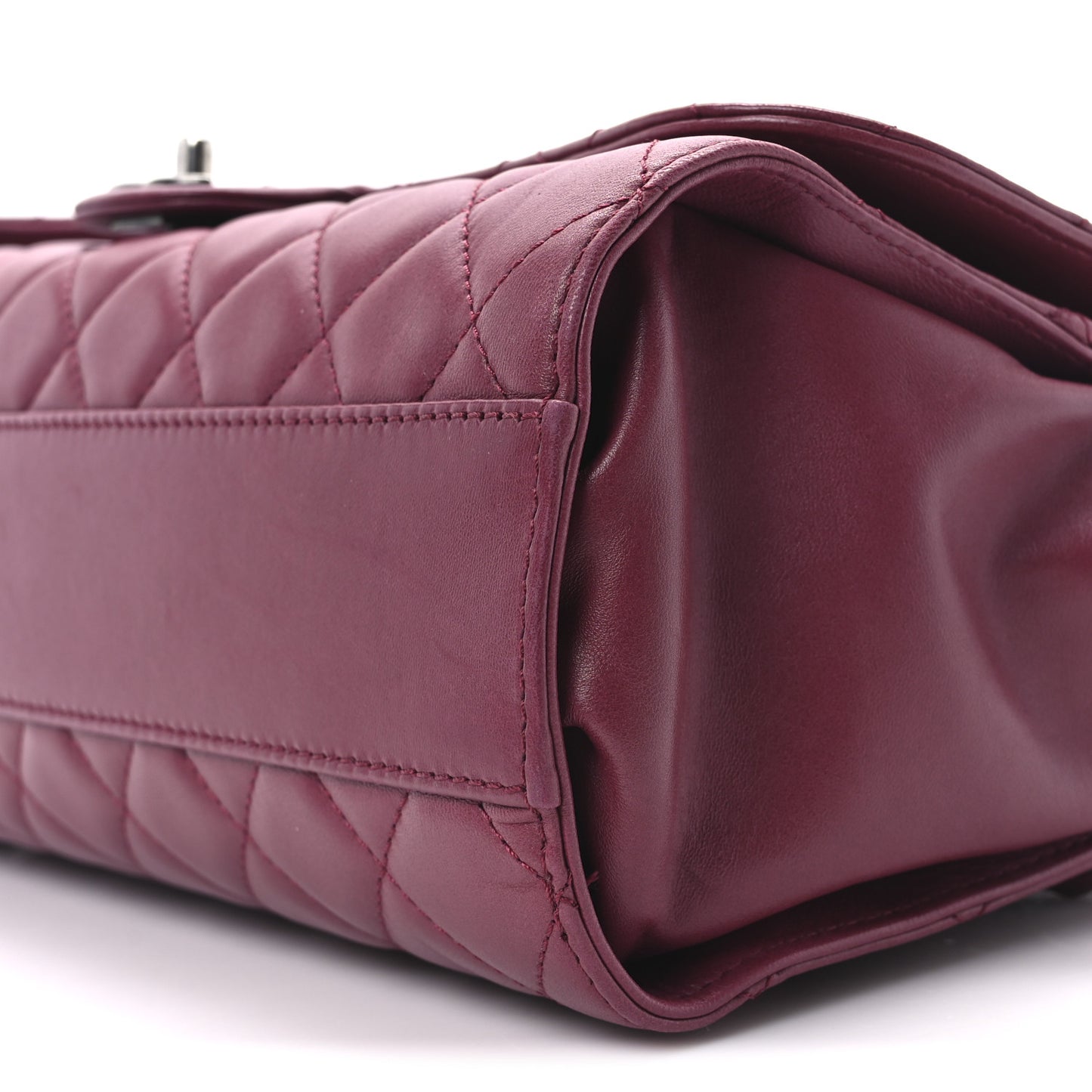 Lambskin Quilted Jumbo Grocery By Chanel Drawstring Shopping Bag Dark Pink