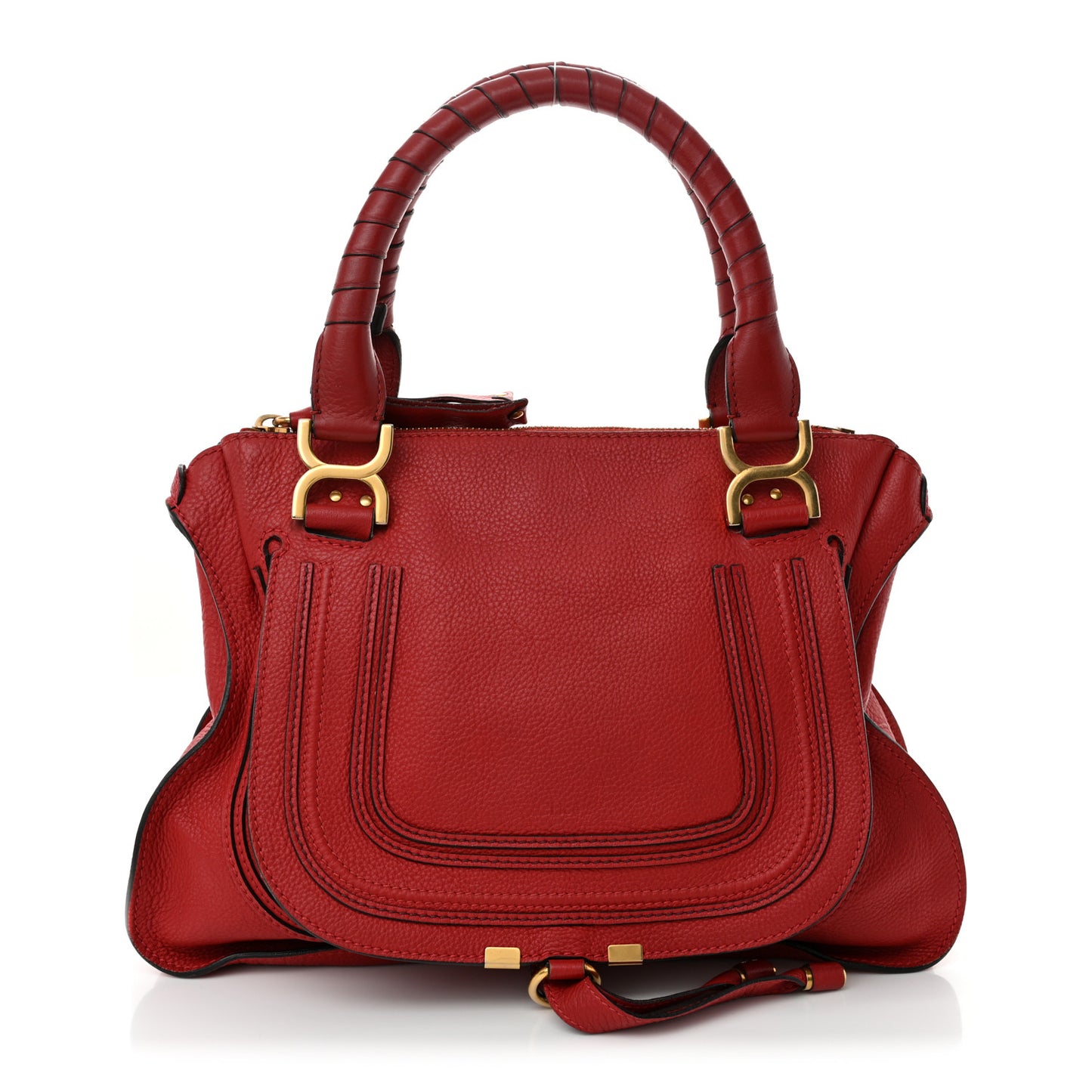 Calfskin Medium Marcie Satchel Peony Red