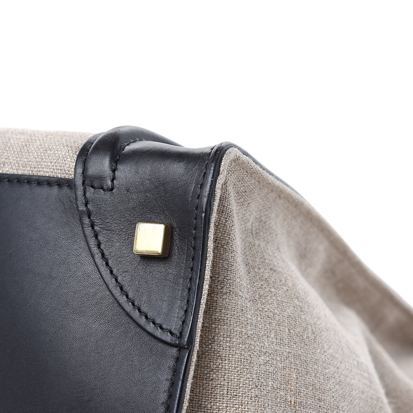 Linen Smooth Calfskin Mini Bi-Color Luggage Natural Black