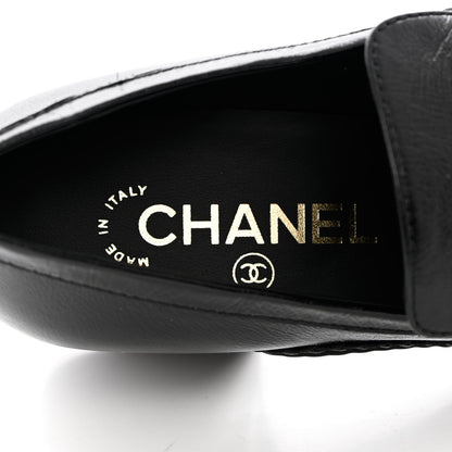 Chanel Shiny Calfskin Metal CC Loafers 37 Black 7 of 9