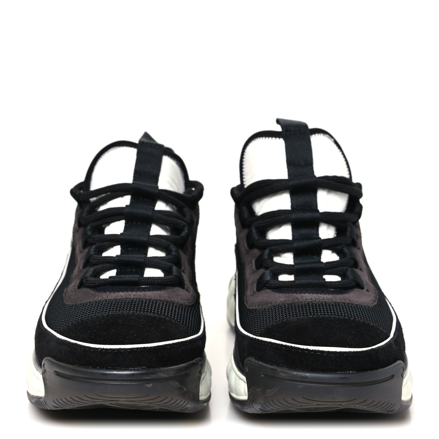 Chanel Fabric Suede CC Sneakers 40 Black Dark Grey 3 of 9