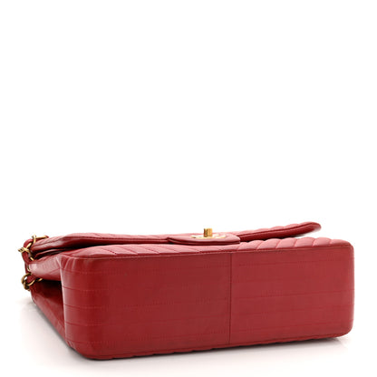 Chanel Lambskin Chevron Quilted Jumbo Double Flap Dark Red 4 of 12