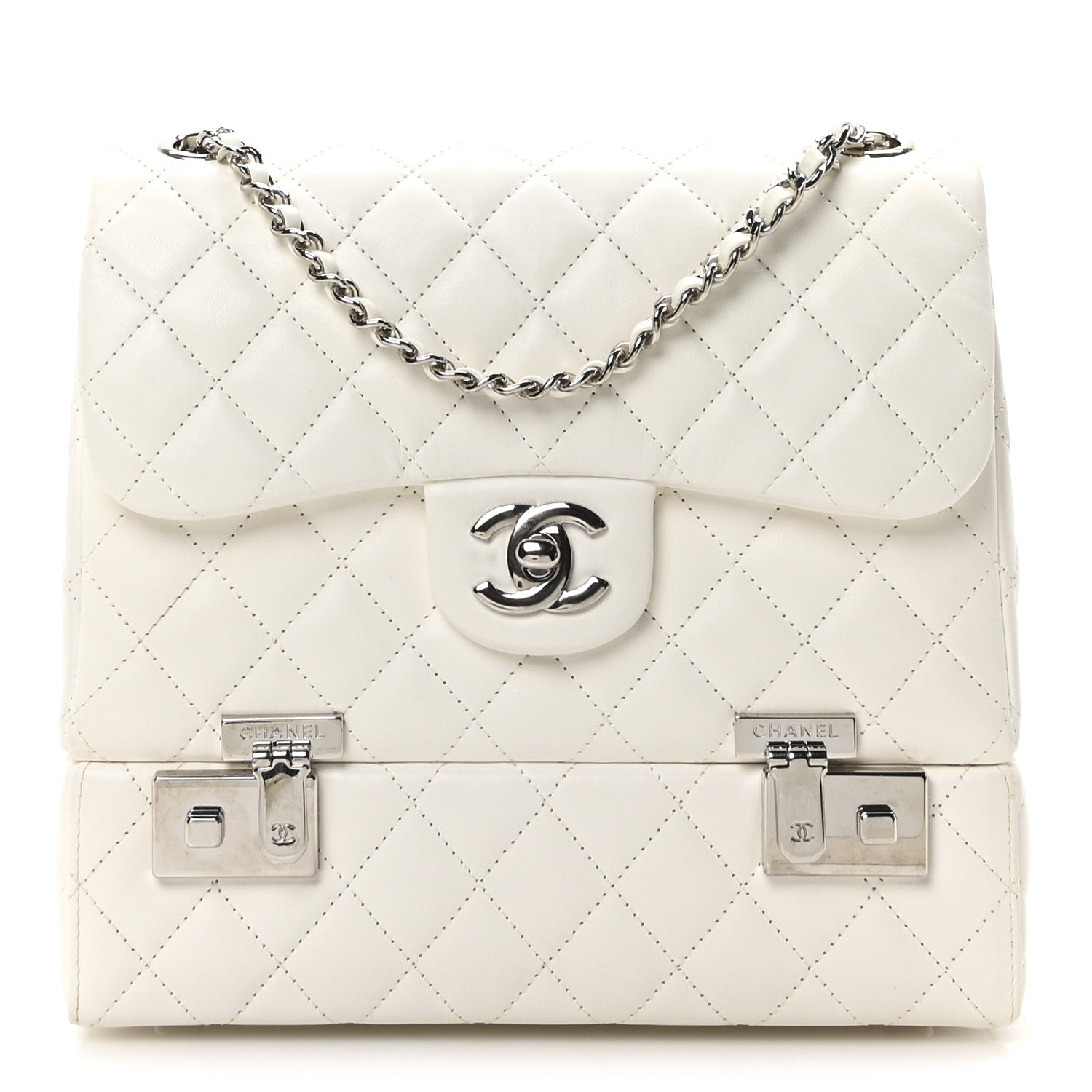 Chanel Lambskin Quilted Cockpit Flap Bag White 1 of 10