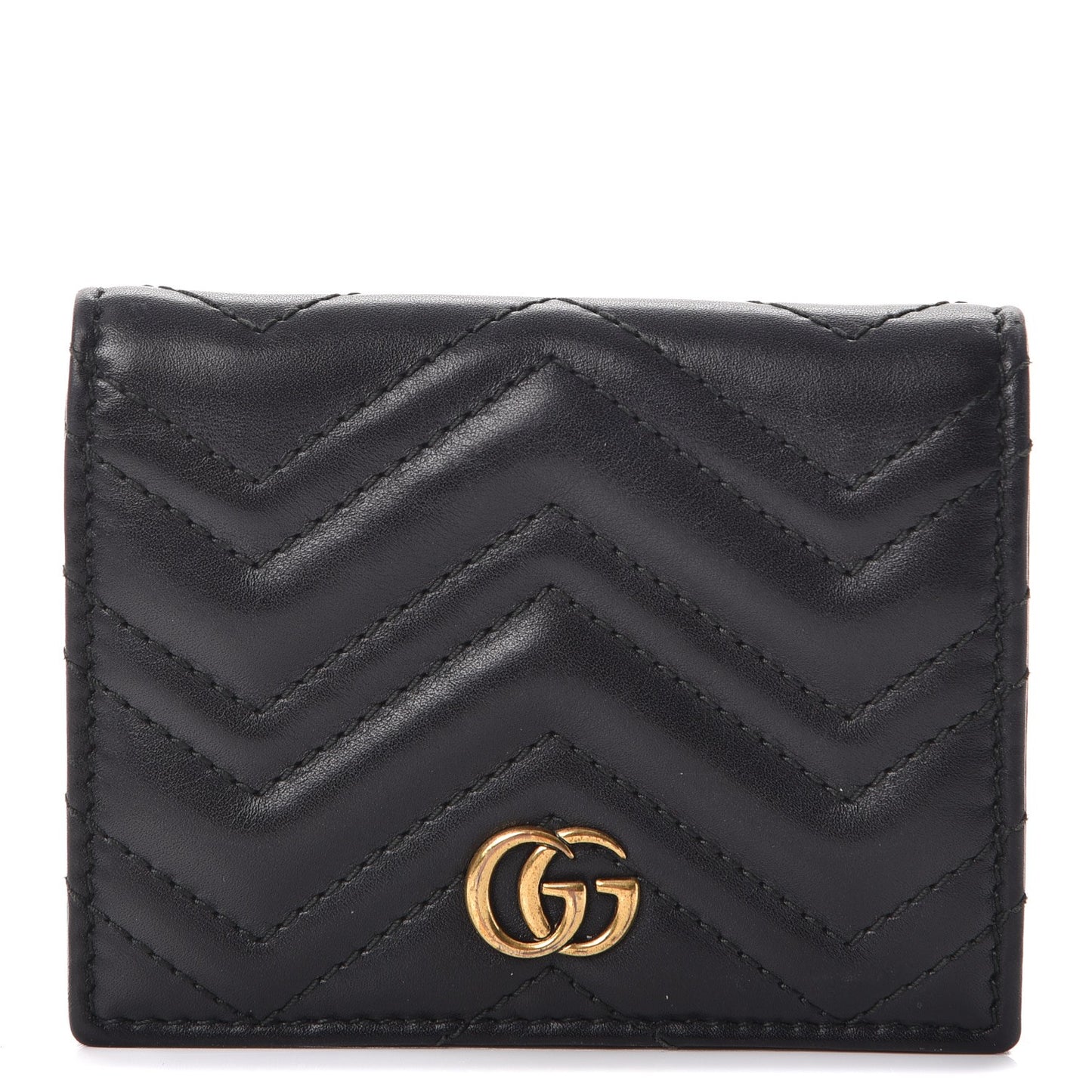 Calfskin Matelasse GG Marmont Card Case Black