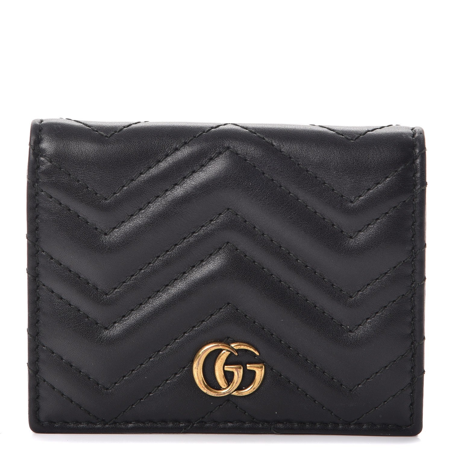 Gucci Calfskin Matelasse GG Marmont Card Case Black 1 of 10