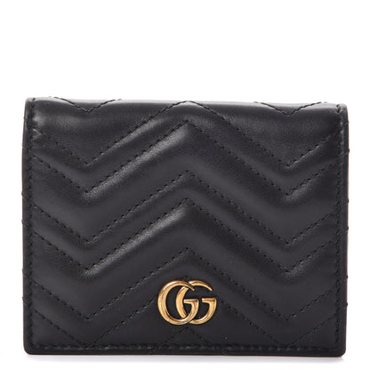 Gucci Calfskin Matelasse GG Marmont Card Case Black 1 of 10