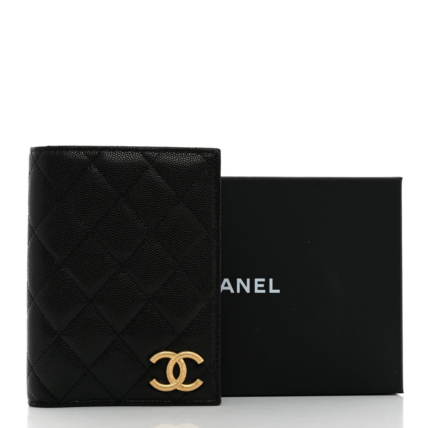 Caviar Quilted CC Passport Holder Black