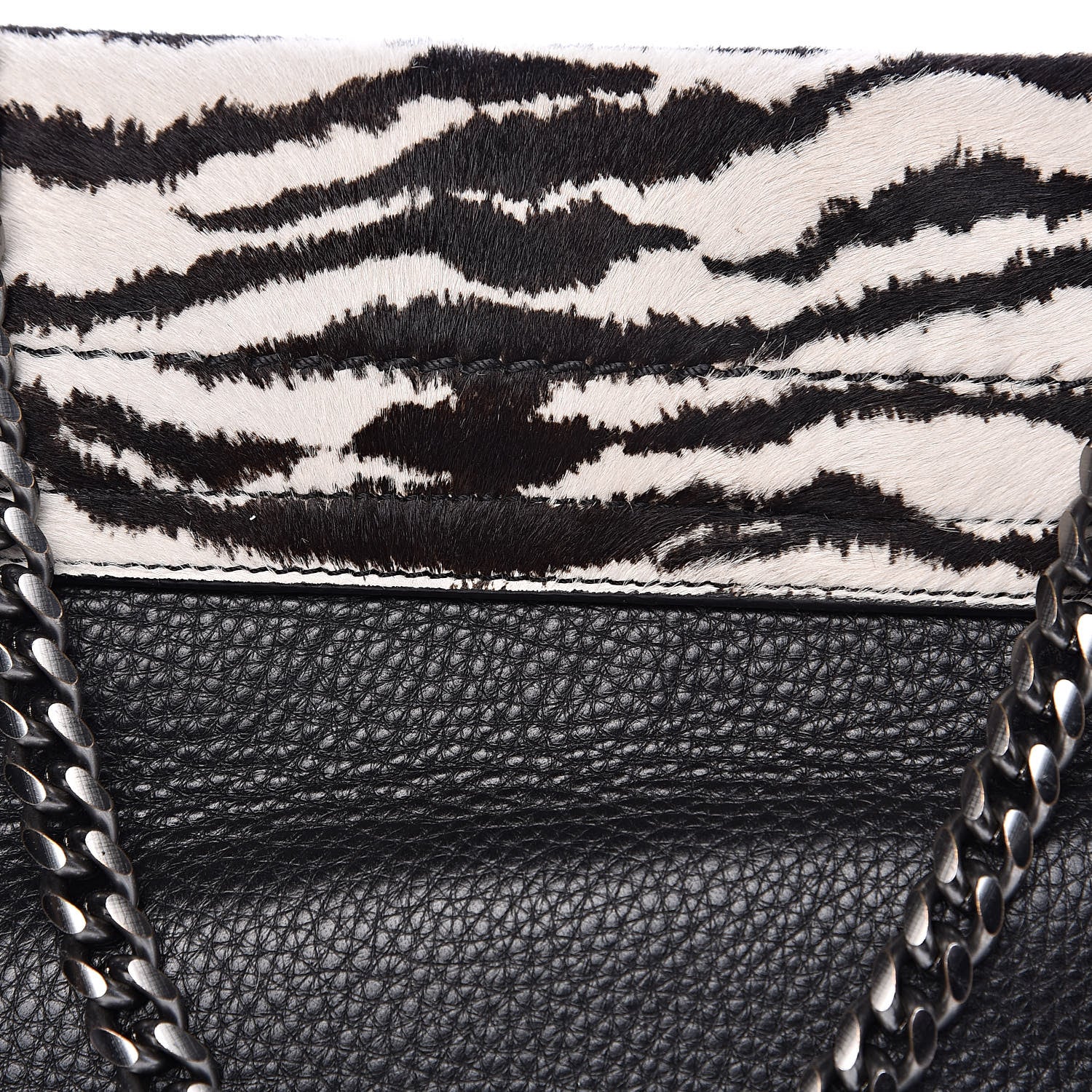 Lanvin Pony Hair Calfskin Zebra Print Medium Happy Shoulder Bag Black White 11 of 16