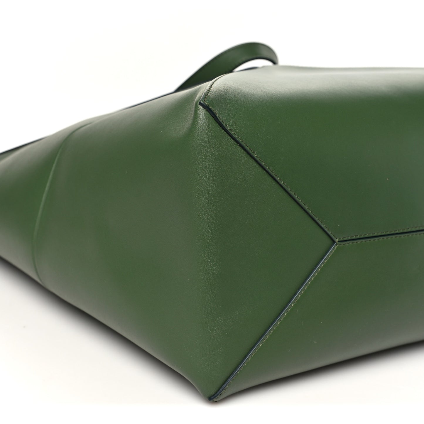 Shiny Calfskin Large Puzzle Fold Tote Hunter Green
