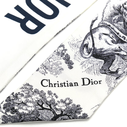 Christian Dior Silk Toile De Jouy Mitzah Scarf Navy Blue 2 of 4