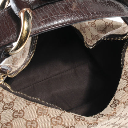 Gucci Monogram Medium Horsebit Chain Hobo Brown 5 of 7