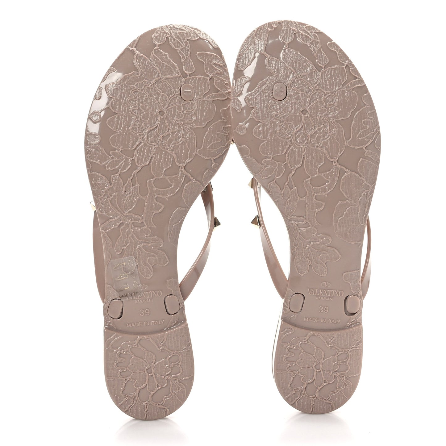 PVC Jelly Rockstud Bow Thong Sandals 39 Poudre