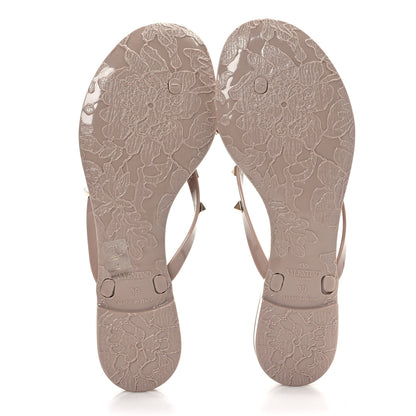 Valentino Garavani PVC Jelly Rockstud Bow Thong Sandals 39 Poudre 5 of 7