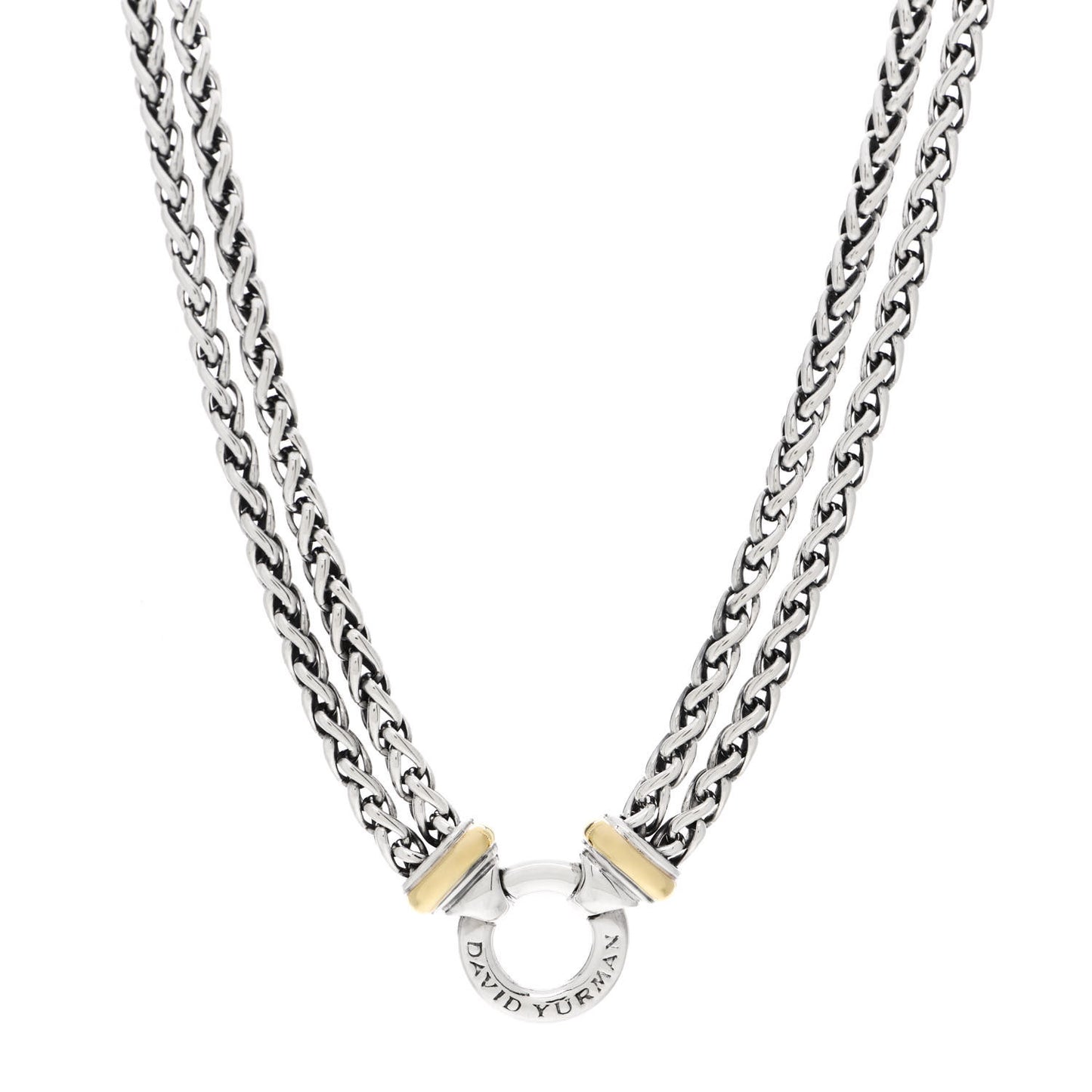 Sterling Silver 18K Yellow Gold 8mm Double Wheat Chain Necklace