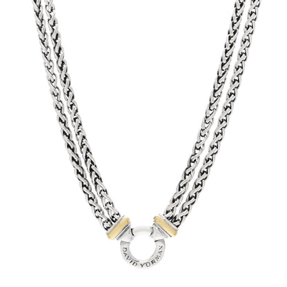 David Yurman Sterling Silver 18K Yellow Gold 8mm Double Wheat Chain Necklace 1 of 6