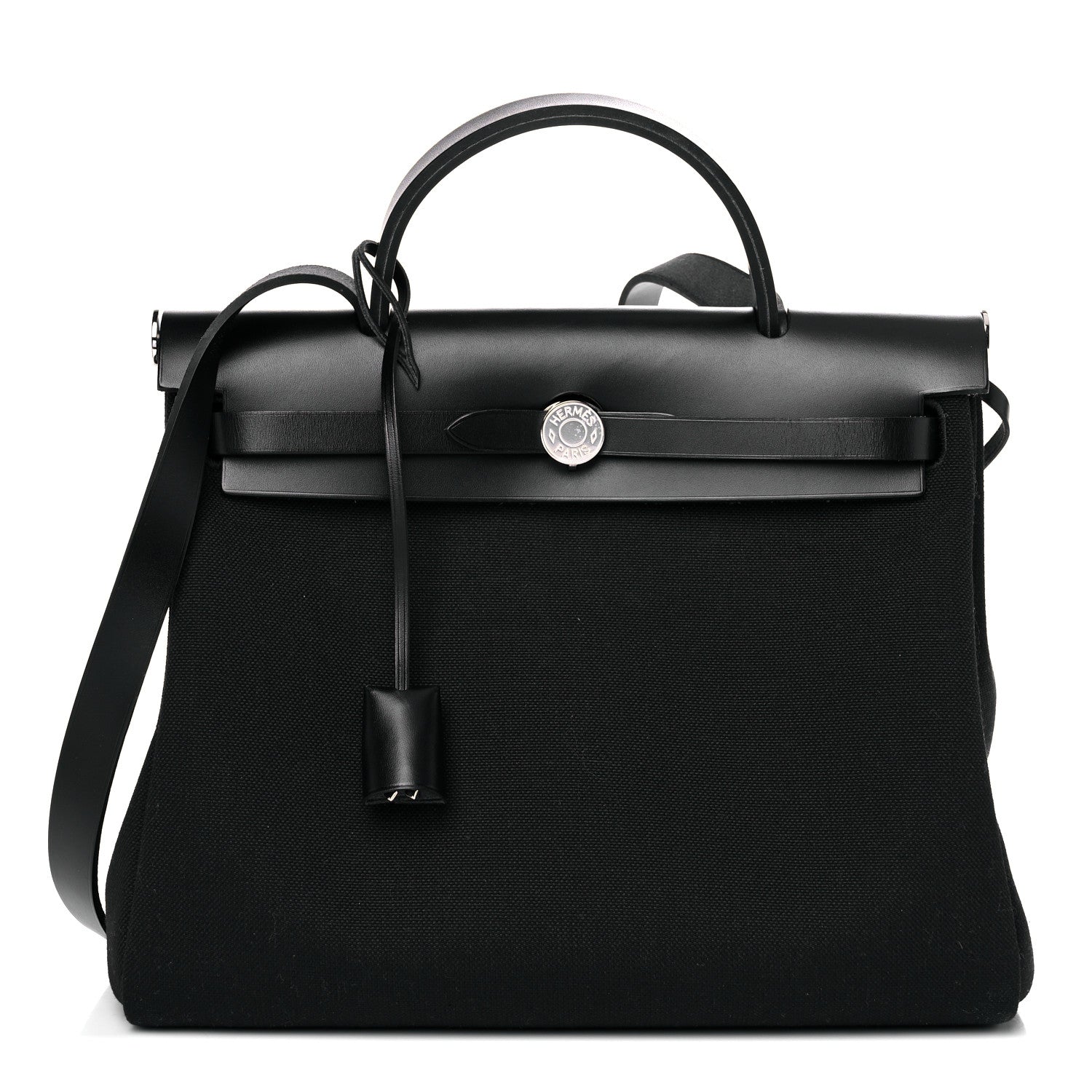 Hermes Military Toile Vache Hunter Herbag Zip Retourne 31 PM Black 1 of 10