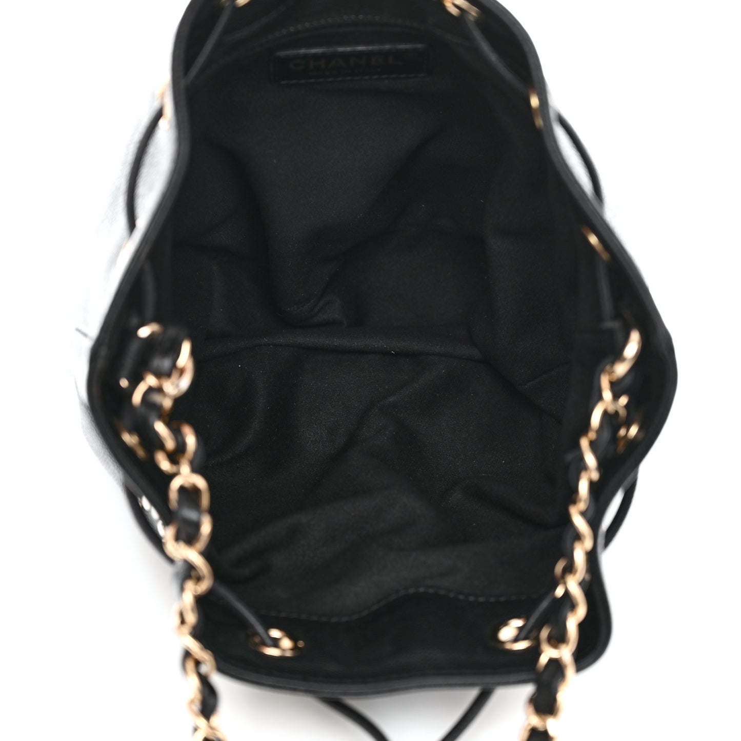 Caviar Deauville Drawstring Bucket Bag Black
