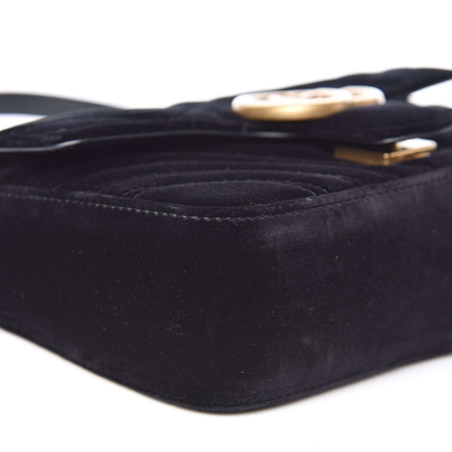 Velvet Matelasse Mini GG Marmont Shoulder Bag Black