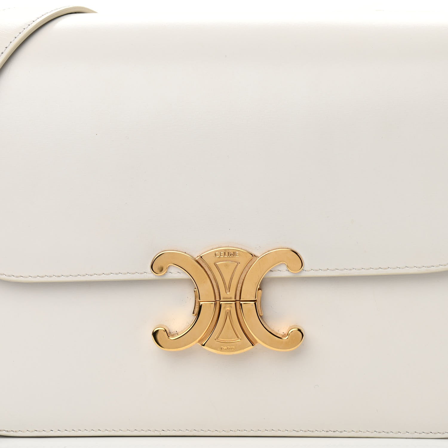 Celine Shiny Calfskin Medium Triomphe White 10 of 13
