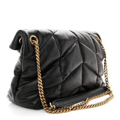 Saint Laurent Lambskin Quilted Small Loulou Puffer Monogram Chain Satchel Black 3 of 10