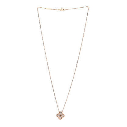 Van Cleef & Arpels 18K Rose Gold Diamond Vintage Alhambra Pendant Necklace 3 of 6