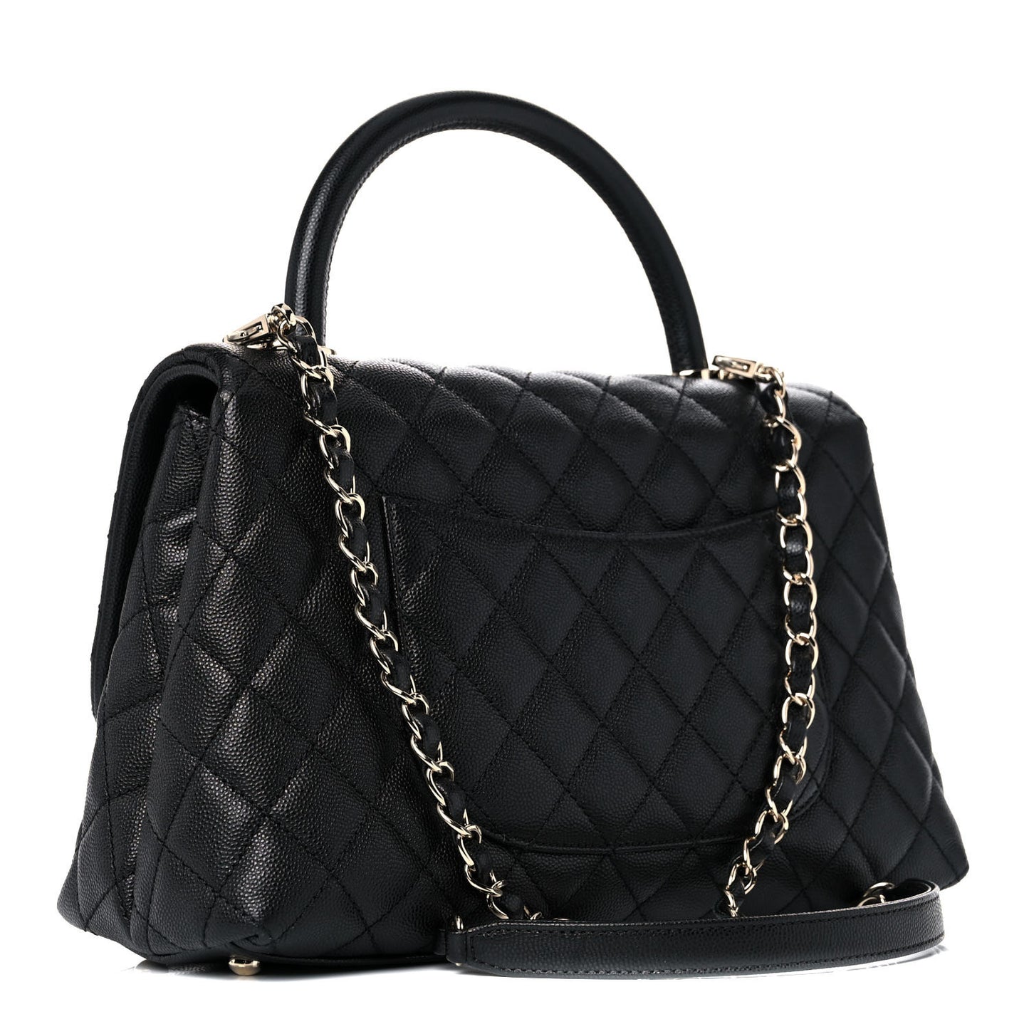 Caviar Quilted Small Coco Handle Flap Black