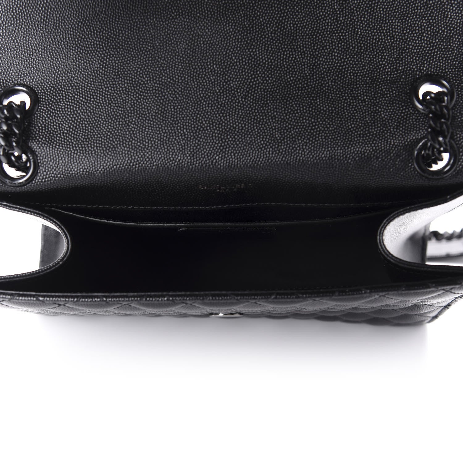 Saint Laurent Grain De Poudre Textured Mixed Matelasse Triquilt Medium Monogram Satchel Black 6 of 12