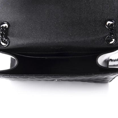 Saint Laurent Grain De Poudre Textured Mixed Matelasse Triquilt Medium Monogram Satchel Black 6 of 12