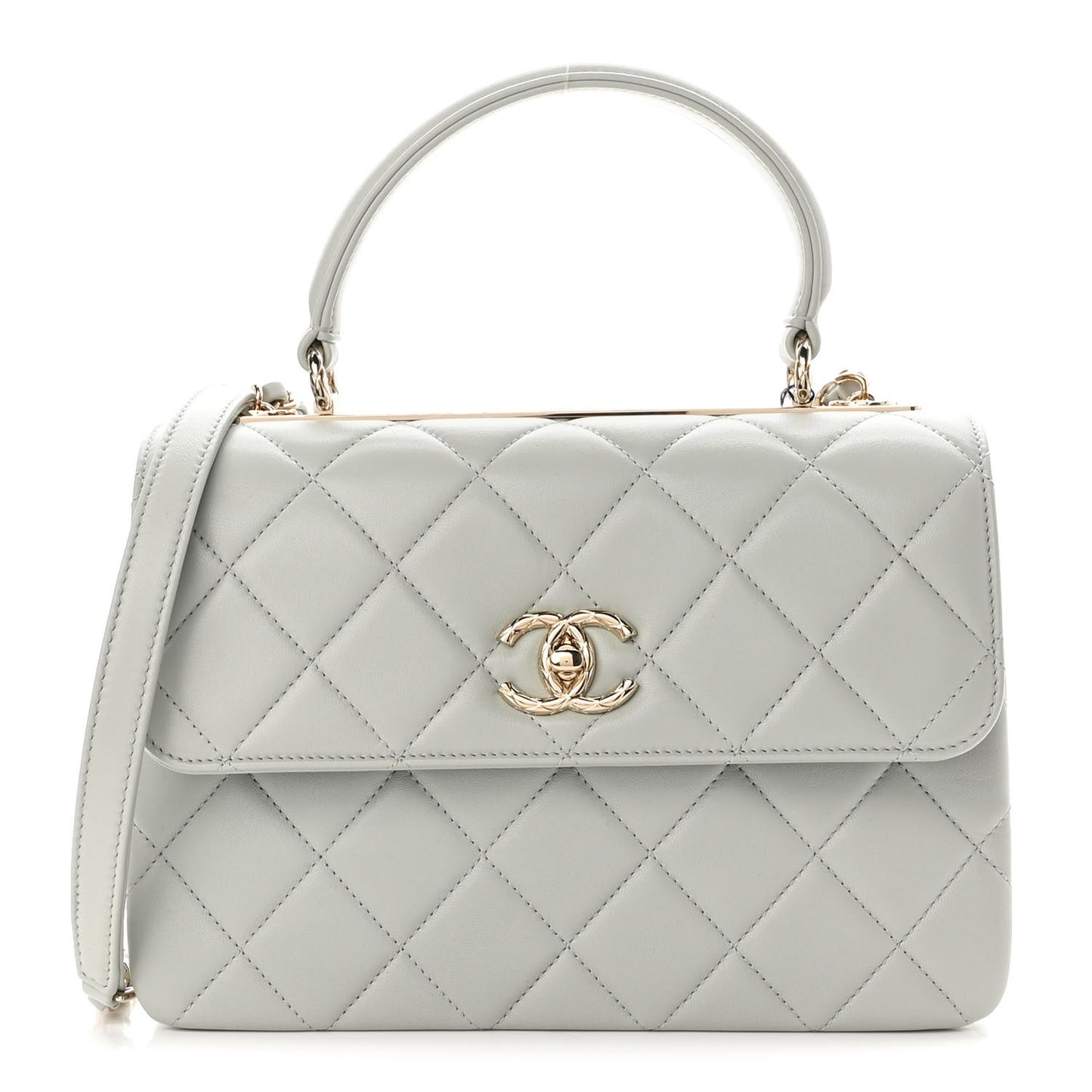 Lambskin Quilted Small Trendy CC Flap Dual Handle Bag Light Grey