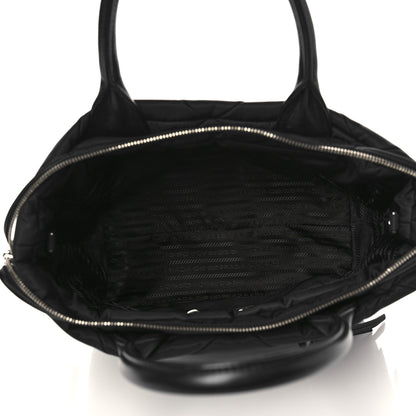 Prada Re-Nylon Nappa Triangle Quilted Padded Small Double Handled Zip Tote Black 4 of 4