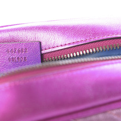 Gucci Laminated Nappa Matelasse Small GG Marmont Chain Shoulder Bag Fuxia Rosso Rosa 9 of 10