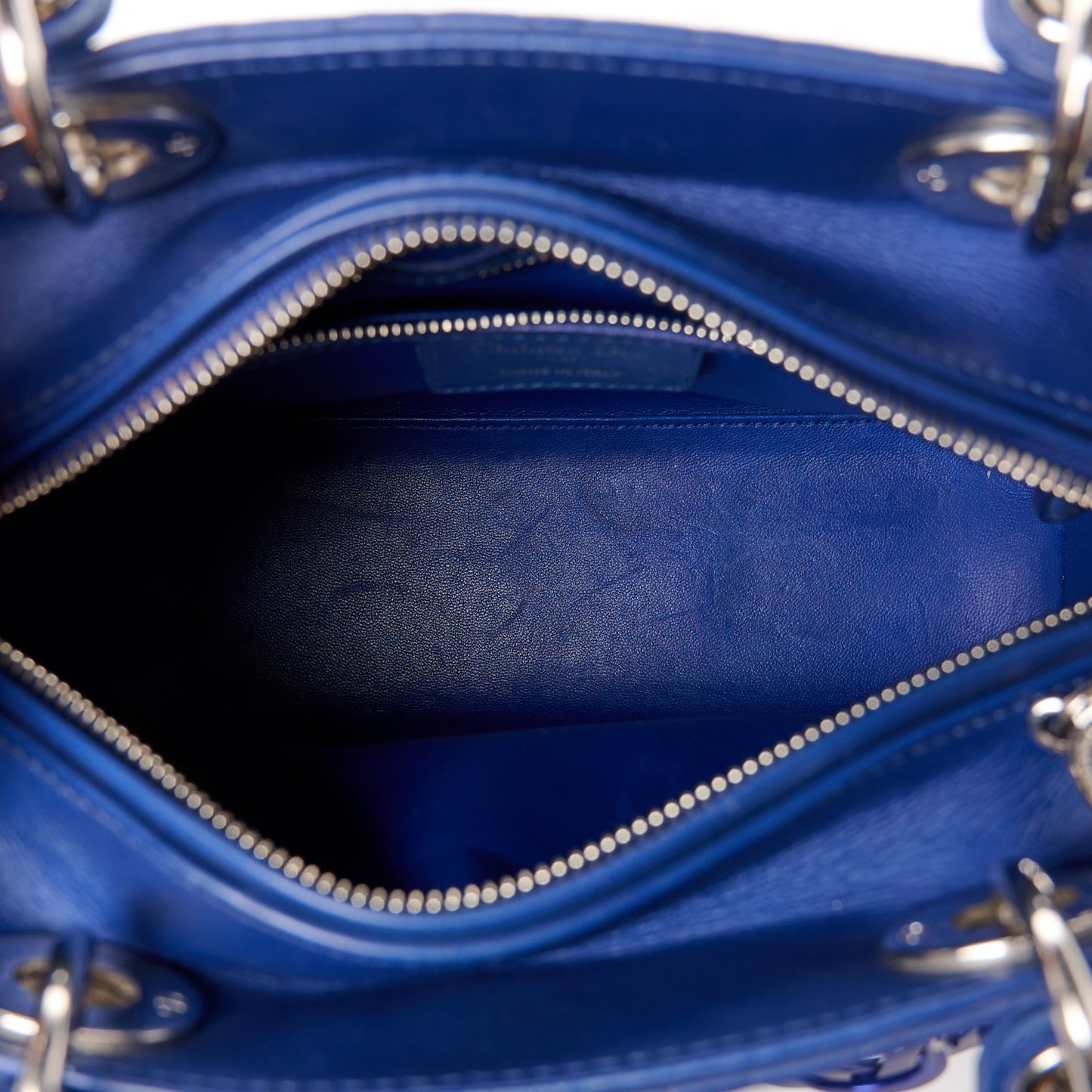 Ultra Matte Calfskin Embossed Cannage Medium Lady Dior Blue