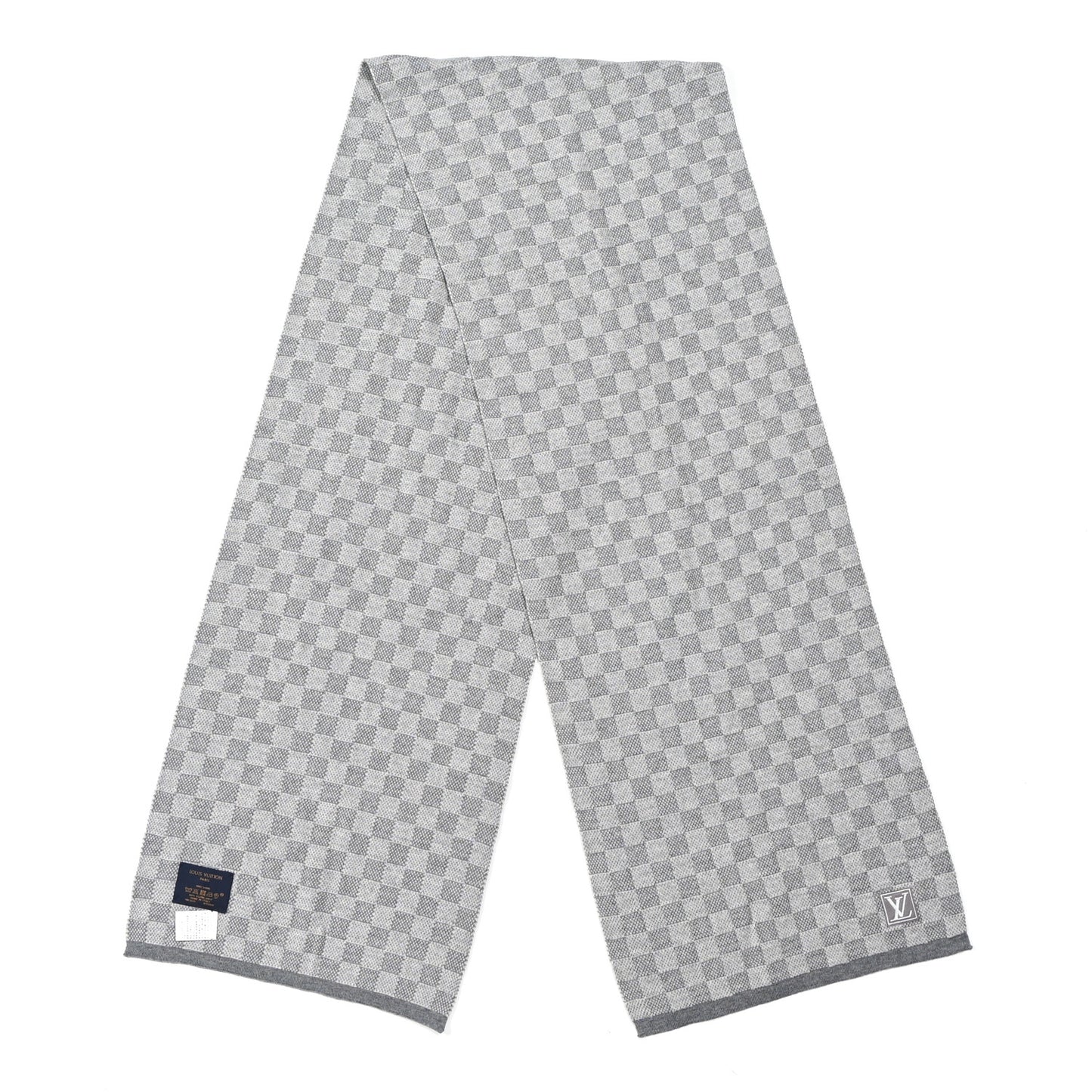 Wool Petit Damier Scarf NM Grey