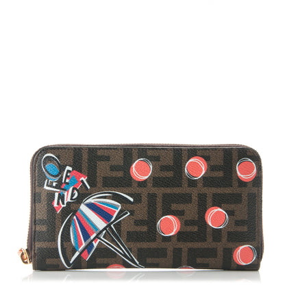 Fendi Zucca Spalmati Saint Bamboline Zip Around Wallet Tobacco 1 of 7
