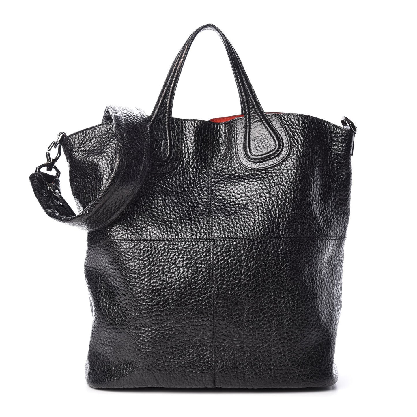 Glazed Pebbled Calfskin North South Nightingale Black