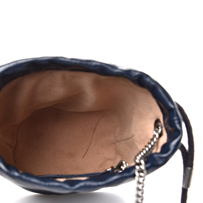 Gucci Vintage Effect Calfskin Matelasse Diagonal Mini Torchon GG Marmont 2.0 Bucket Bag Blue Agata Mystic White 5 of 12