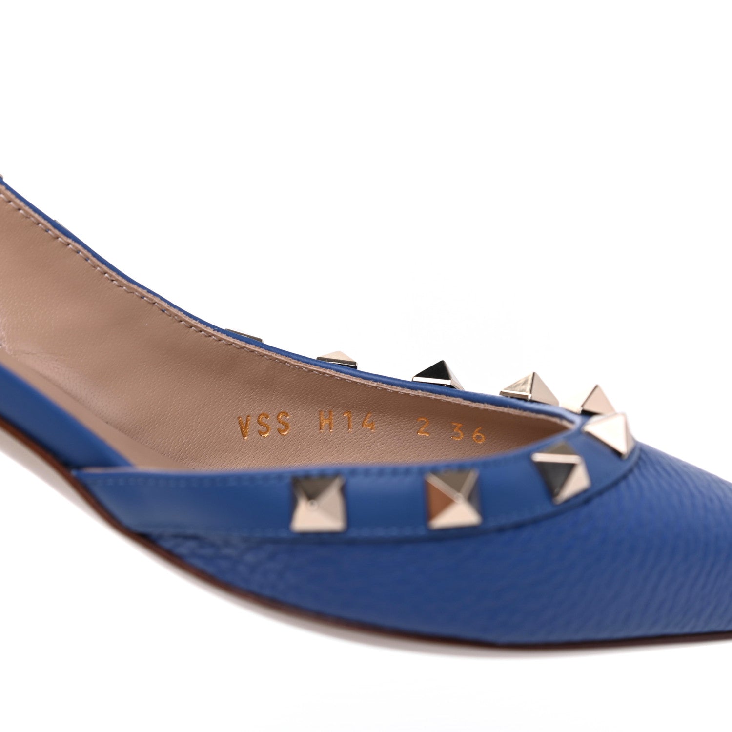 Valentino Garavani Pebbled Calfskin Rockstud Half D'Orsay Slingback 50mm Pumps 36 Baltique 8 of 10