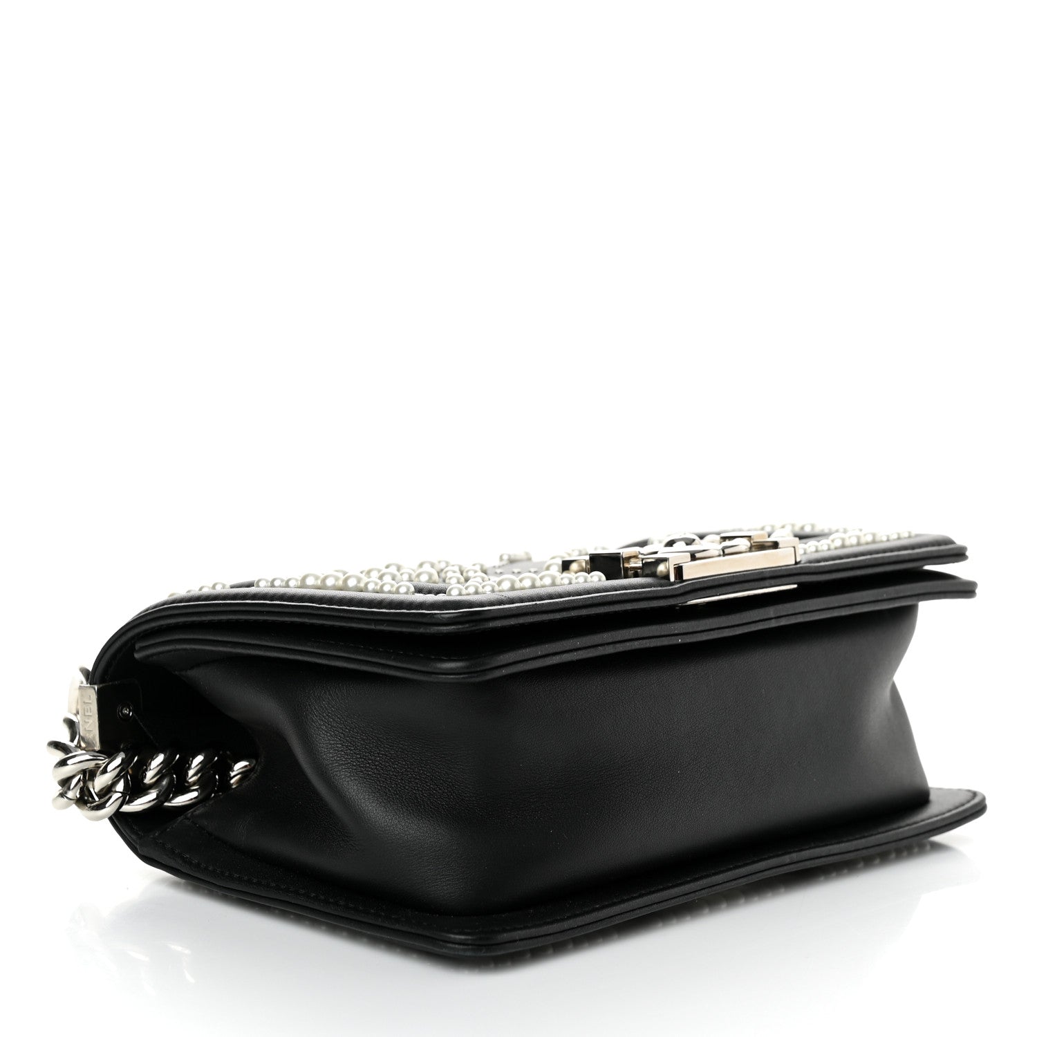 Chanel Calfskin Pearl Chevron Small Boy Flap Black 4 of 10