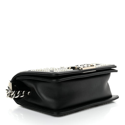 Chanel Calfskin Pearl Chevron Small Boy Flap Black 4 of 10